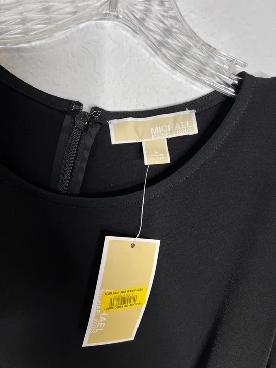 Michael Kors Dress Women’s Large Black Sheath Mini Versatile Stripe Hems B6 - Picture 2 of 9